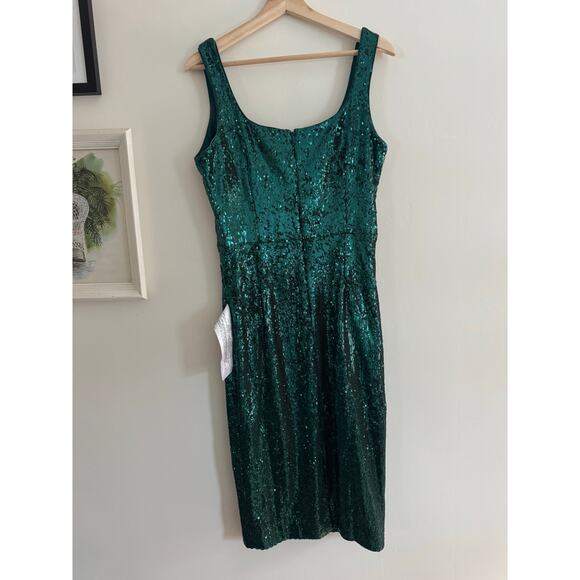 DRESS THE POPULATION Sloane Green Sequin Midi Dress Size Large - Picture 6 of 8